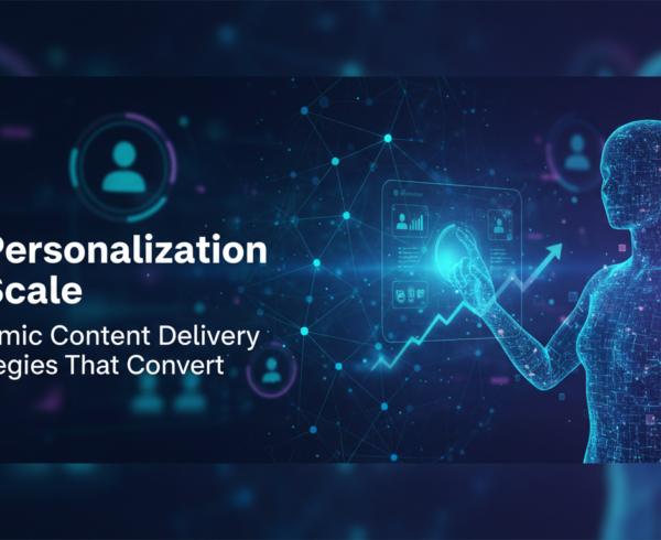 Banner with 'AI Personalization at Scale' title, vibrant colors, tech-themed design