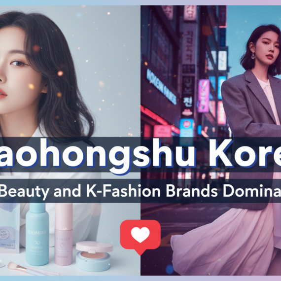 Banner with title 'Xiaohongshu Korea: How K-Beauty and K-Fashion Brands Dominate XHS', styled with Korean aesthetics.