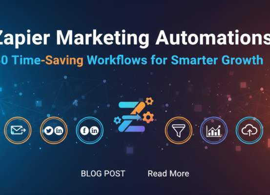 Banner with 'Zapier Marketing Automations: 50 Time-Saving Workflows for Smarter Growth' title