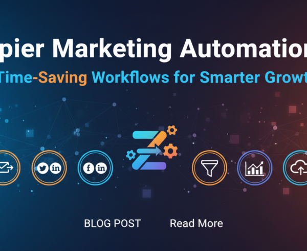 Banner with 'Zapier Marketing Automations: 50 Time-Saving Workflows for Smarter Growth' title