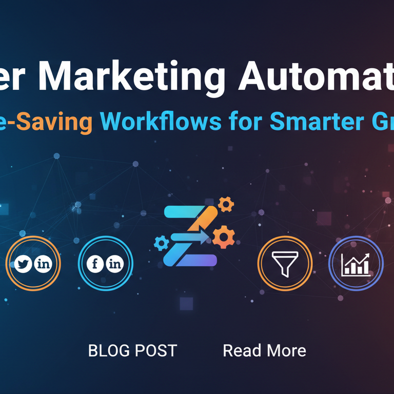 Banner with 'Zapier Marketing Automations: 50 Time-Saving Workflows for Smarter Growth' title