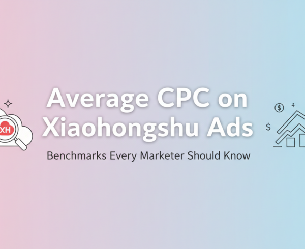 Blog banner titled 'Average CPC on Xiaohongshu Ads' with vibrant design