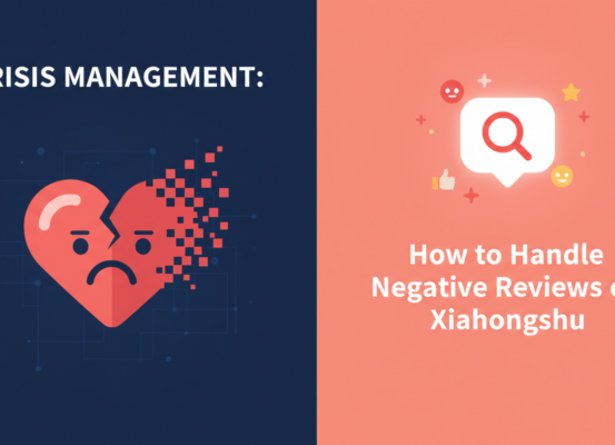 Blog banner titled 'Crisis Management: Handling Negative Reviews on Xiaohongshu' with a calm, professional theme.