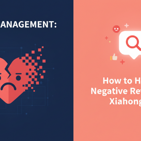 Blog banner titled 'Crisis Management: Handling Negative Reviews on Xiaohongshu' with a calm, professional theme.