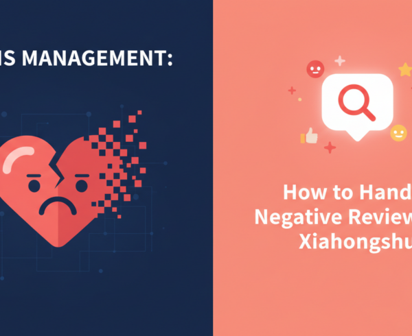 Blog banner titled 'Crisis Management: Handling Negative Reviews on Xiaohongshu' with a calm, professional theme.