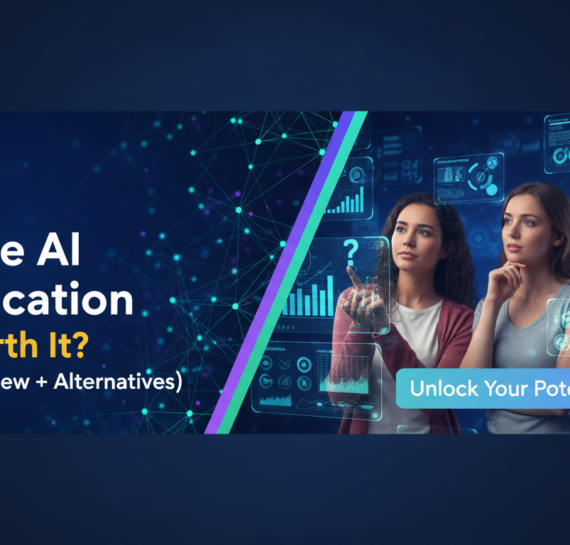 Blog banner titled 'Google AI Certification: Is It Worth It? (Honest Review + Alternatives)' with tech-themed graphics.