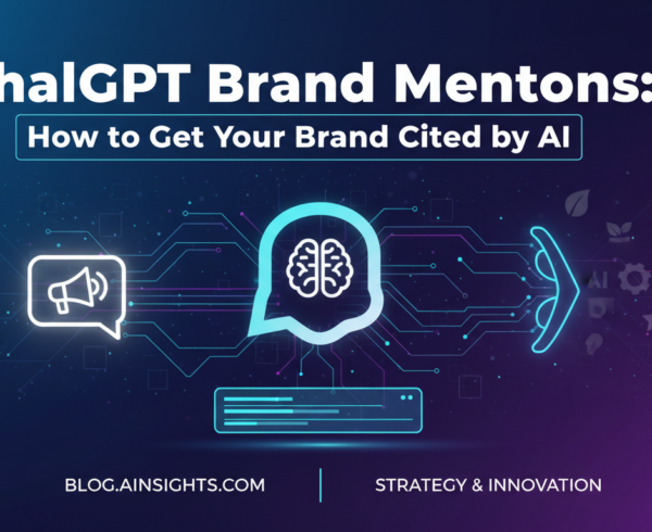 Blog banner with 'ChatGPT Brand Mentions: How to Get Your Brand Cited by AI' title on a tech-themed background.