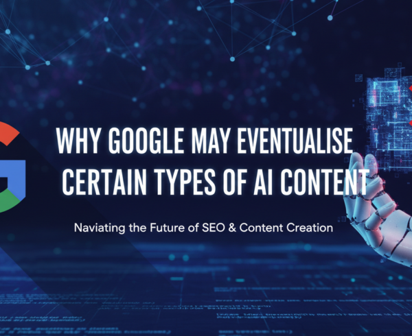 Blog banner with title 'Why Google May Eventually Penalise Certain Types of AI Content'