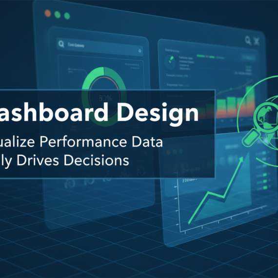 SEO dashboard design banner with performance data visualization theme