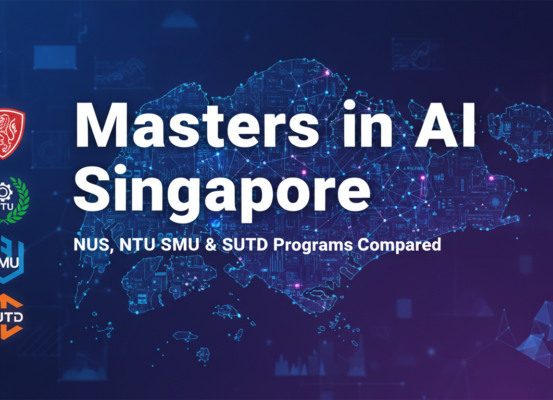 Banner showcasing 'Masters in AI Singapore' with NUS, NTU, SMU, SUTD logos.
