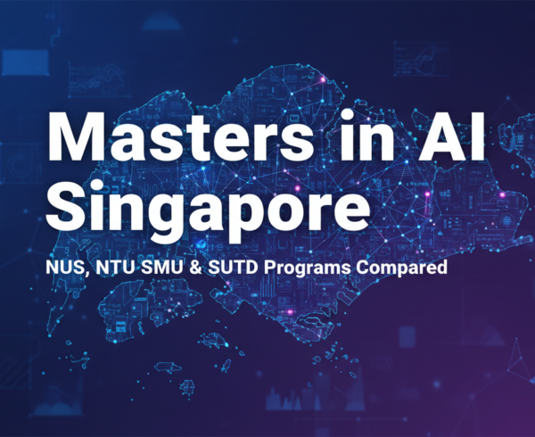 Banner showcasing 'Masters in AI Singapore' with NUS, NTU, SMU, SUTD logos.