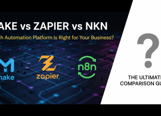 Banner with text: Make vs Zapier vs n8n, Which Automation Platform Is Right for Your Business?