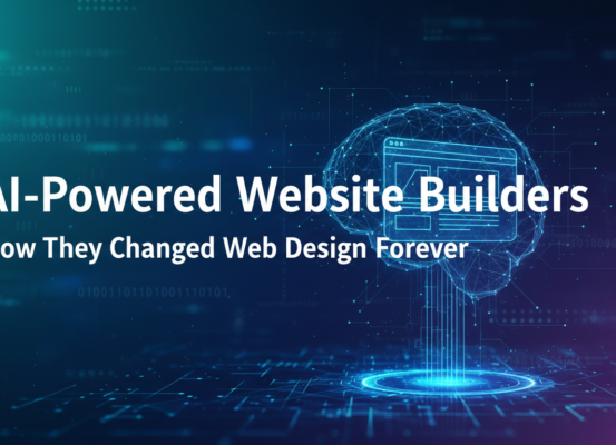 Banner with title 'AI-Powered Website Builders: How They Changed Web Design Forever' in modern font.
