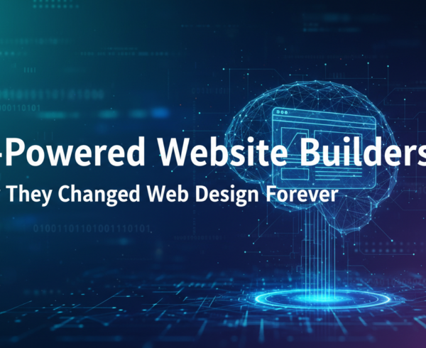 Banner with title 'AI-Powered Website Builders: How They Changed Web Design Forever' in modern font.