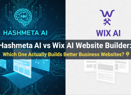 Banner with title 'Hashmeta AI vs Wix AI Website Builder: Which Builds Better Business Websites?'