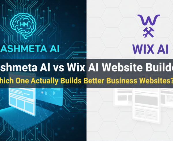 Banner with title 'Hashmeta AI vs Wix AI Website Builder: Which Builds Better Business Websites?'