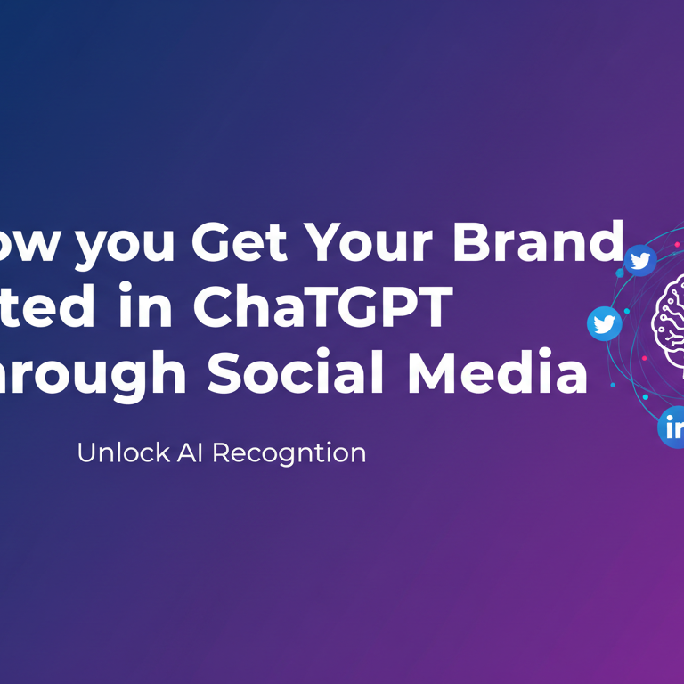 Blog banner with 'How to Get Your Brand Cited in ChatGPT Through Social Media' title overlaid on a digital network background.