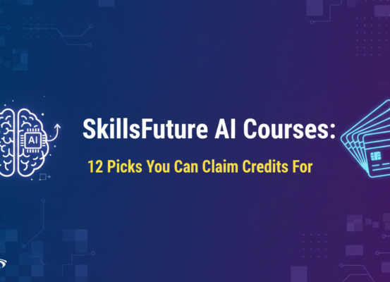 Blog banner with 'SkillsFuture AI Courses: 12 Picks You Can Claim Credits For' title.