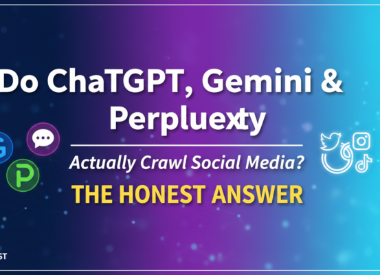 Blog banner with tech-themed title about social media crawling by AI tools