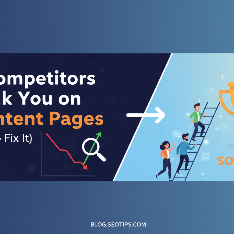 Blog banner with the title 'Why Competitors Outrank You on High-Intent Pages (And How to Fix It)' in bold text.