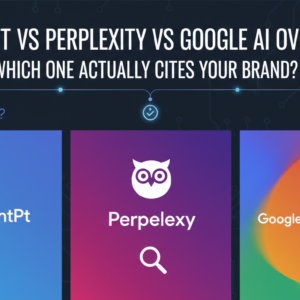 Blog banner with title 'ChatGPT vs Perplexity vs Google AI Overviews: Which One Actually Cites Your Brand?'