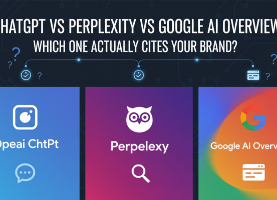 Blog banner with title 'ChatGPT vs Perplexity vs Google AI Overviews: Which One Actually Cites Your Brand?'