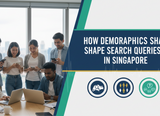 Blog banner with title 'How Demographics Shape Search Queries in Singapore' over a cityscape background
