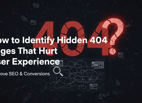 Blog banner with title 'How to Identify Hidden 404 Pages' on a tech-themed background