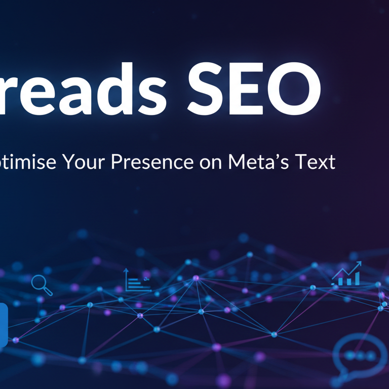Blog banner with title 'Threads SEO: Optimise Your Presence on Meta's Text Platform'.