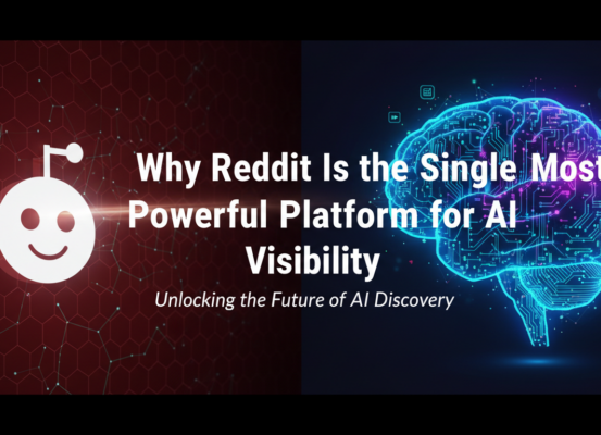 Blog banner with 'Why Reddit Is the Most Powerful Platform for AI Visibility' title in bold
