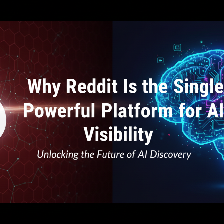 Blog banner with 'Why Reddit Is the Most Powerful Platform for AI Visibility' title in bold