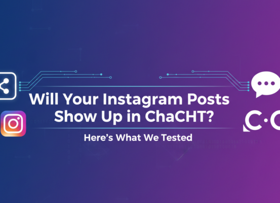 Blog banner with 'Will Your Instagram Posts Show Up in ChatGPT?' title on a stylish background