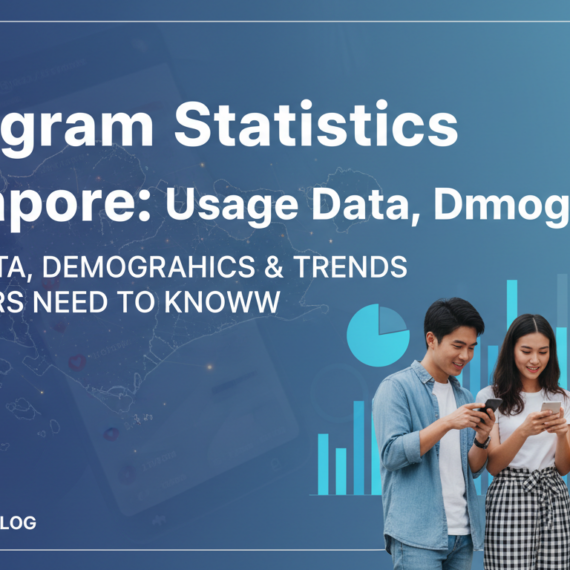 Colorful banner with 'Instagram Statistics Singapore' title, highlighting usage data and trends.