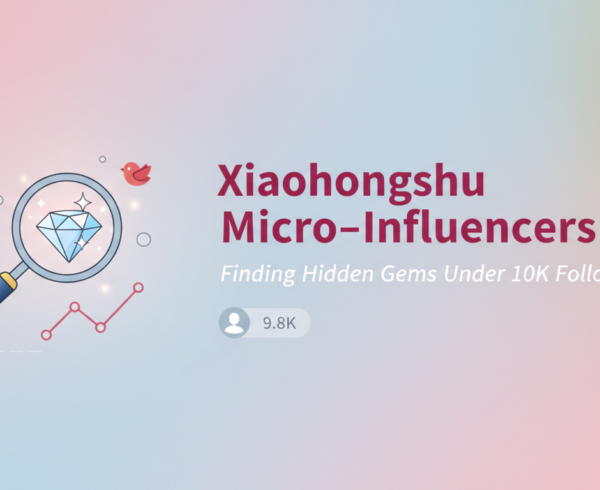 Banner featuring 'Xiaohongshu Micro-Influencers: Finding Hidden Gems Under 10K Followers' in elegant typography against a vibrant, creative backdrop.