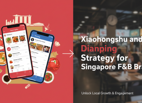 Banner titled 'Xiaohongshu and Dianping Strategy for Singapore F&B Brands' with modern design elements.