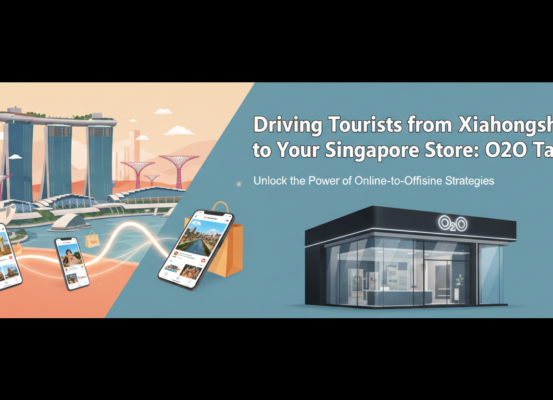 Banner with title 'Driving Tourists from Xiaohongshu Notes to Your Singapore Store: O2O Tactics' in bold, modern font.