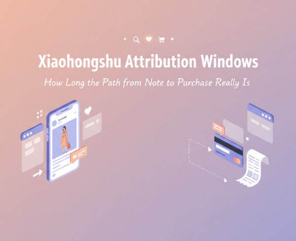 Banner with title 'Xiaohongshu Attribution Windows: How Long the Path from Note to Purchase Really Is' in bold font