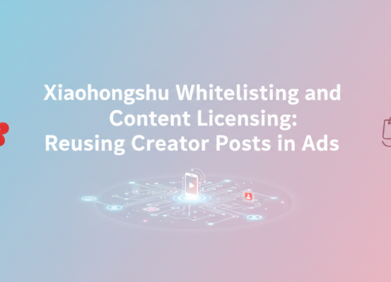 Banner with title 'Xiaohongshu Whitelisting and Content Licensing' in a modern font.