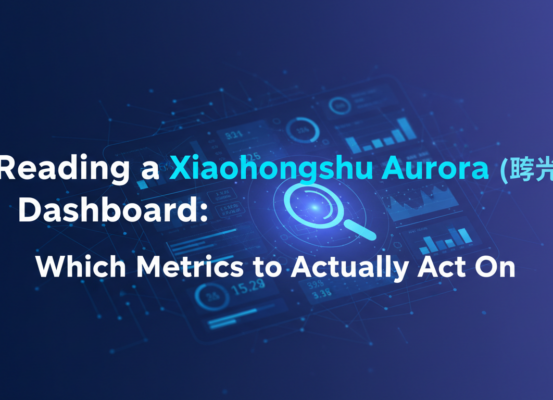 Blog banner titled 'Reading a Xiaohongshu Aurora Dashboard: Which Metrics to Act On' with a digital dashboard theme.