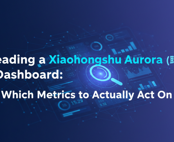 Blog banner titled 'Reading a Xiaohongshu Aurora Dashboard: Which Metrics to Act On' with a digital dashboard theme.
