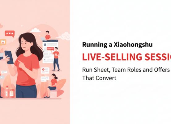 Blog banner titled 'Running a Xiaohongshu Live-Selling Session' with vibrant design elements.