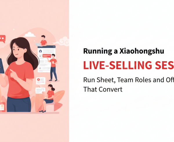 Blog banner titled 'Running a Xiaohongshu Live-Selling Session' with vibrant design elements.