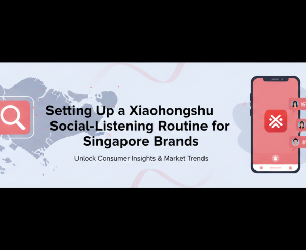 Blog banner titled 'Setting Up a Xiaohongshu Social-Listening Routine for Singapore Brands' with a modern design.
