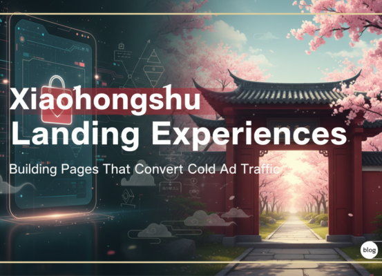 Blog banner titled 'Xiaohongshu Landing Experiences: Building Pages That Convert Cold Ad Traffic' with a modern, professional design.