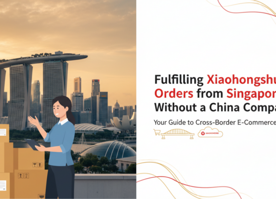 Blog banner with title 'Fulfilling Xiaohongshu Orders from Singapore Without a China Company' in bold font.