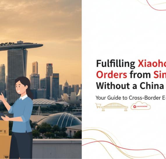 Blog banner with title 'Fulfilling Xiaohongshu Orders from Singapore Without a China Company' in bold font.