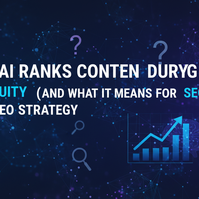 Blog banner with title 'How AI Ranks Content During Query Ambiguity' in bold font, tech-themed background