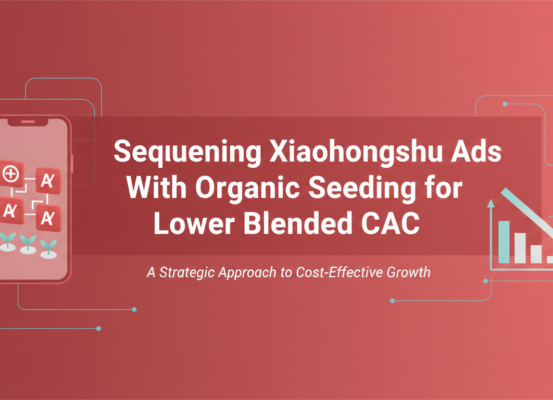 Blog banner with title 'Sequencing Xiaohongshu Ads With Organic Seeding for Lower Blended CAC'