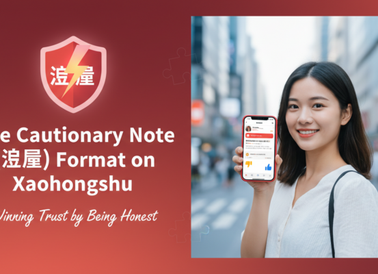 Blog banner with title 'The Cautionary Note (避雷) Format on Xiaohongshu' in bold font.