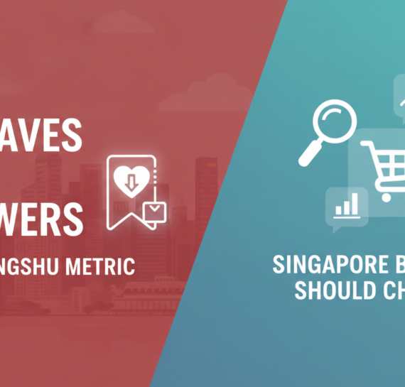 Blog banner with title 'Why Saves Beat Followers: The Xiaohongshu Metric Singapore Brands Should Chase', featuring a trendy, modern design with bold text and vibrant colors.